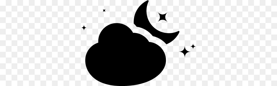 Crescent Moon Stars And Cloud Vector Crescent Moon Behind Cloud, Gray Free Png