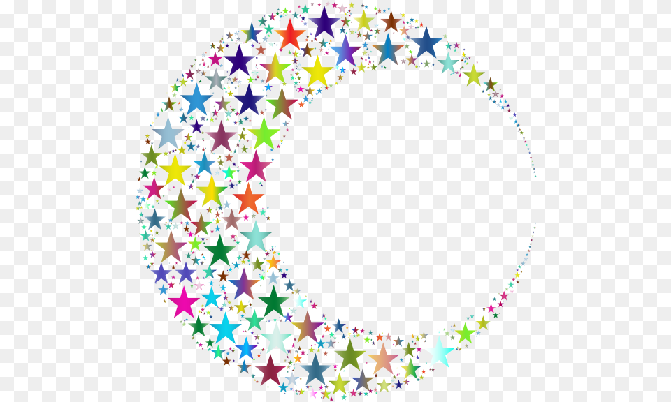 Crescent Moon Stars Prismatic Free Svg Crescent Moon And Stars Svg, Nature, Night, Outdoors, Pattern Png Image