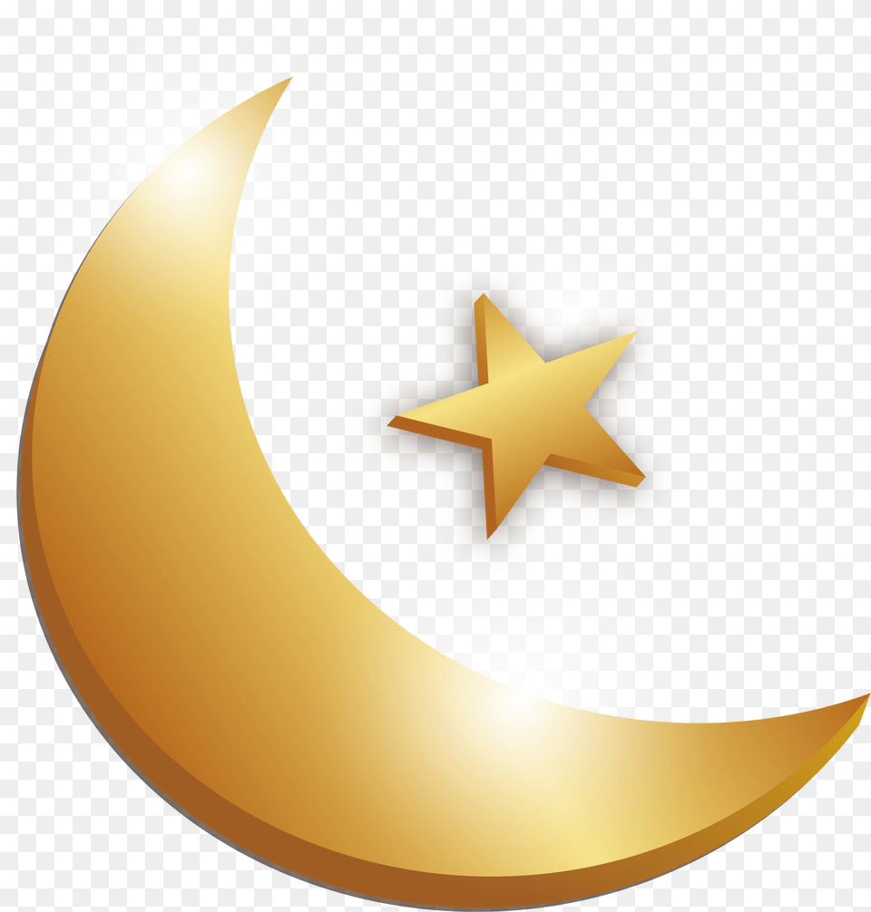 Crescent Moon Transparent Background Gold Moon And Star, Nature, Night, Outdoors, Star Symbol Free Png Download