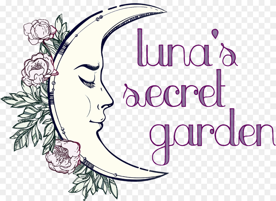 Crescent Moon With Flowers, Art, Graphics, Person, Head Free Png Download