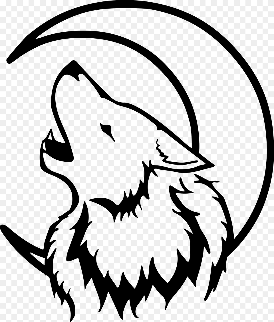 Crescent Moon Wolf Icons, Gray Png