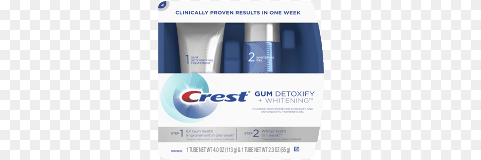 Crest Gum Detoxify Whitening Two Step Toothpaste Crest Gum Detoxify Toothpaste Fluoride For Anticavity, Bottle, Cosmetics Png Image