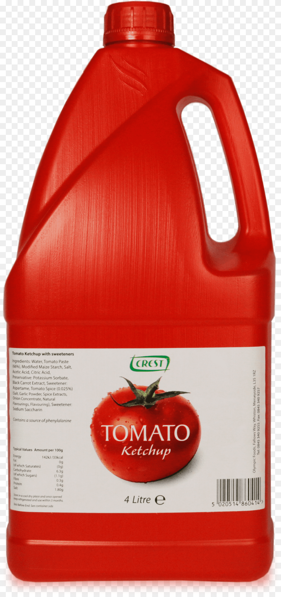 Crest Tomato Ketchup 4l Jug Troy39s Tomato Ketchup, Food, Bottle, Shaker Free Png