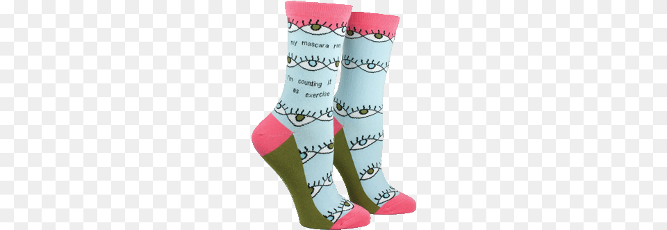 Crew Socks My Mascara Ran I M Counting It As Exercise Socks, Clothing, Hosiery, Sock, Person Png Image