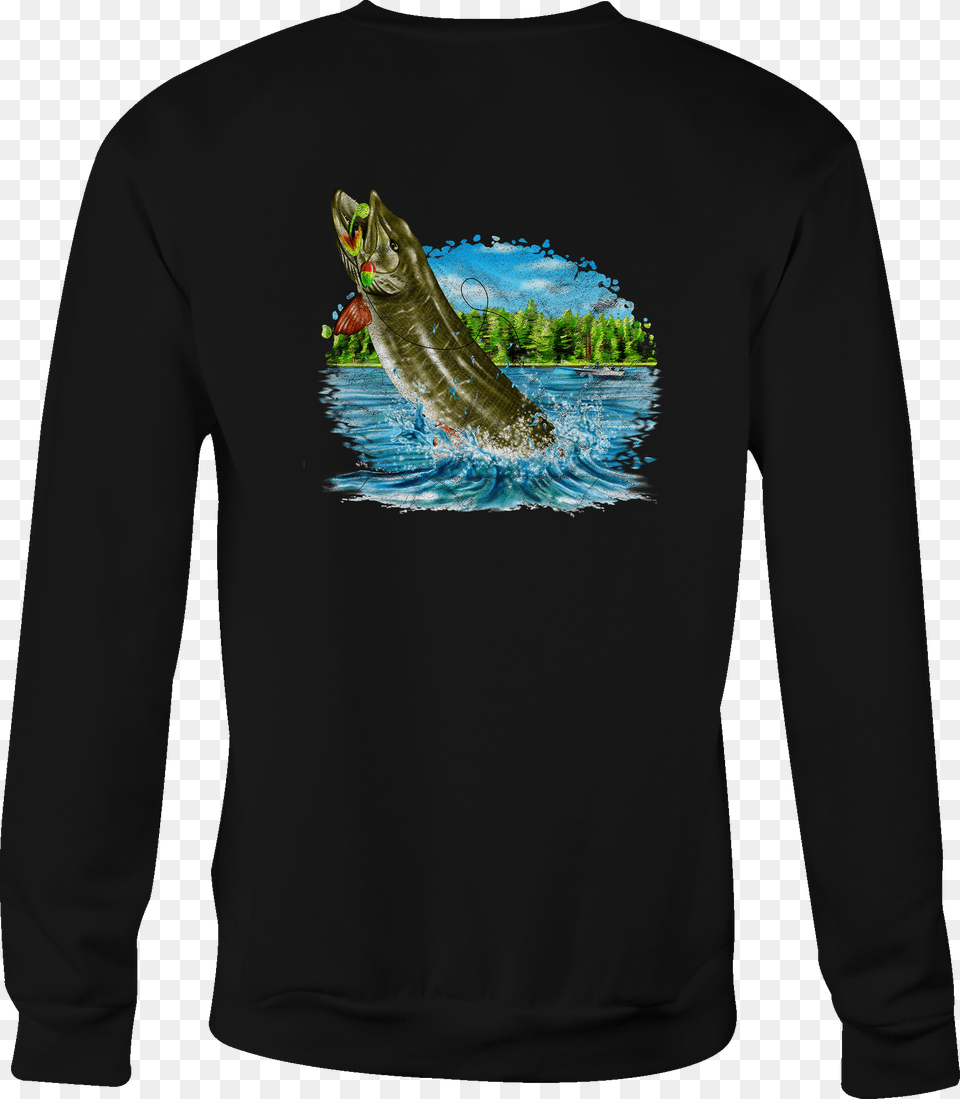 Crewneck Sweatshirt Fish Jumping Lake For Women Thumbnail, Clothing, Long Sleeve, Sleeve, T-shirt Free Png