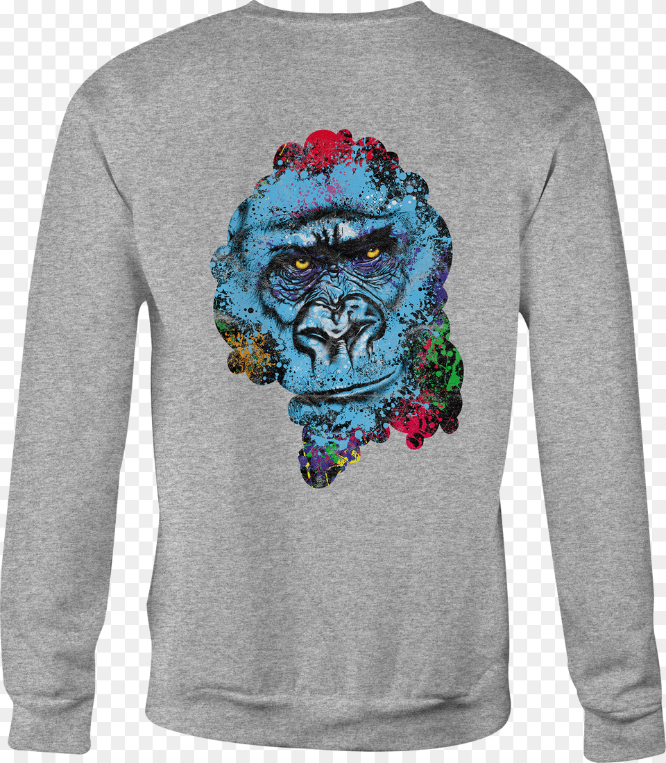 Crewneck Sweatshirt Gorilla Harambe Shirt For Men Or Long Sleeved T Shirt, Elf, Baby, Person Png Image