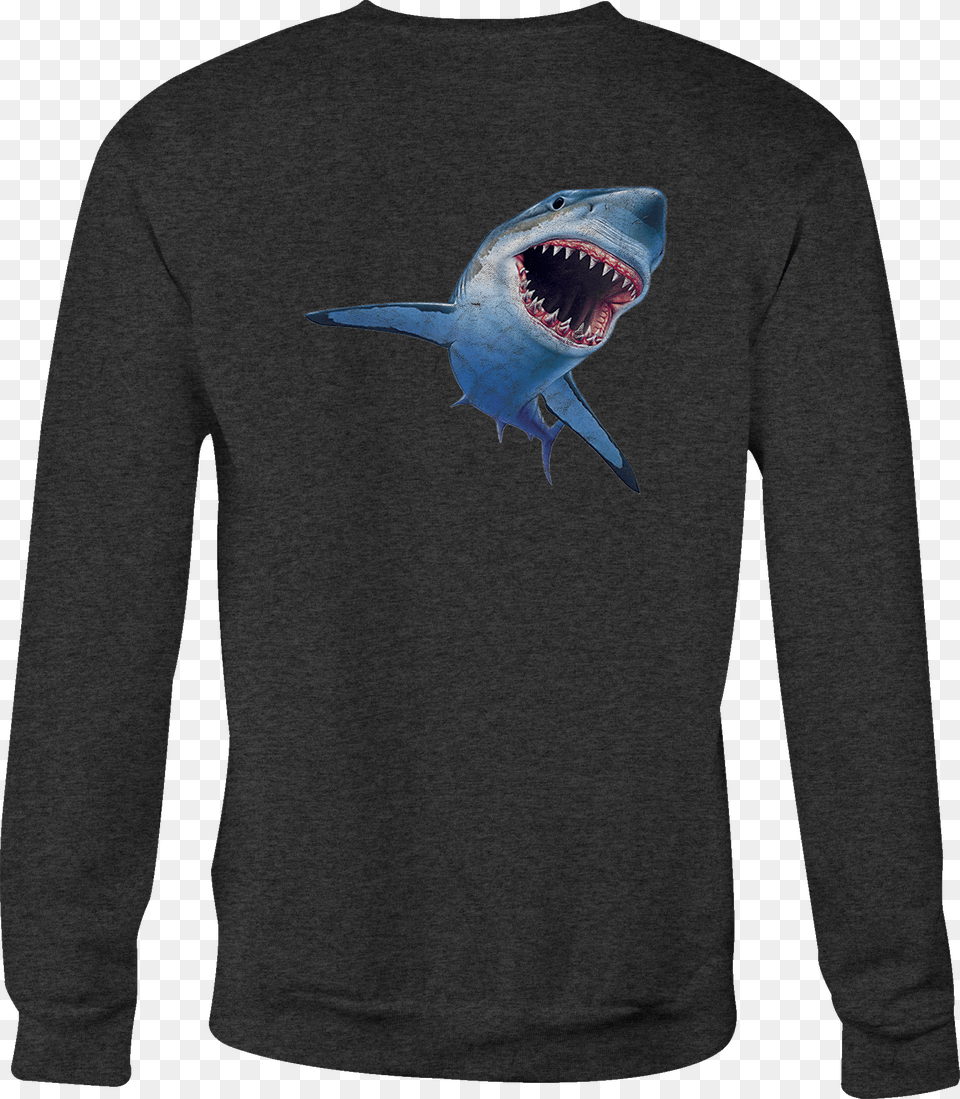 Crewneck Sweatshirt Great White Shark Shirt For Men Great White Shark, Long Sleeve, Clothing, Sleeve, Sweater Free Transparent Png