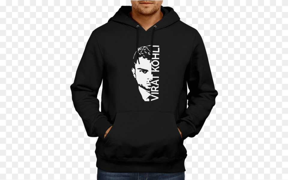 Cric 35 Virat Kohli With Face Hoodie Black Virat Kohli Hoodie, Sweatshirt, Sweater, Knitwear, Hood Free Png