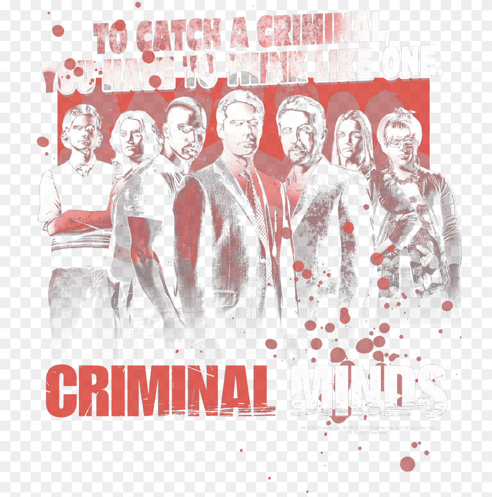 Criminal Minds Think Like One Womenu0027s T Shirt Poster, Advertisement, Adult, Person, Man Free Transparent Png