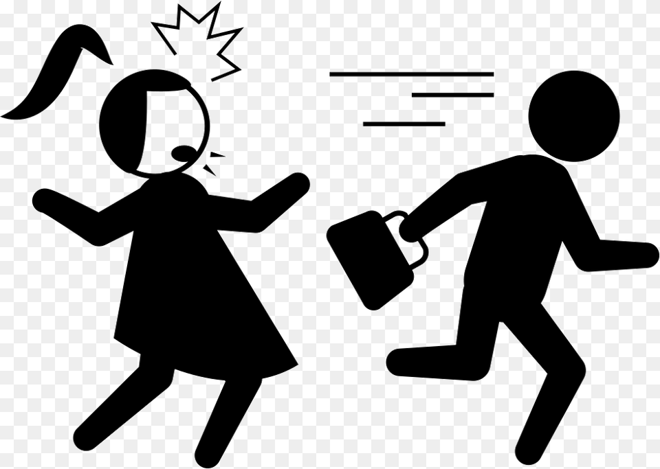 Criminal Running With Stolen Woman Bag Comments Criminal Icon, Silhouette, Stencil, Person, Device Free Png Download