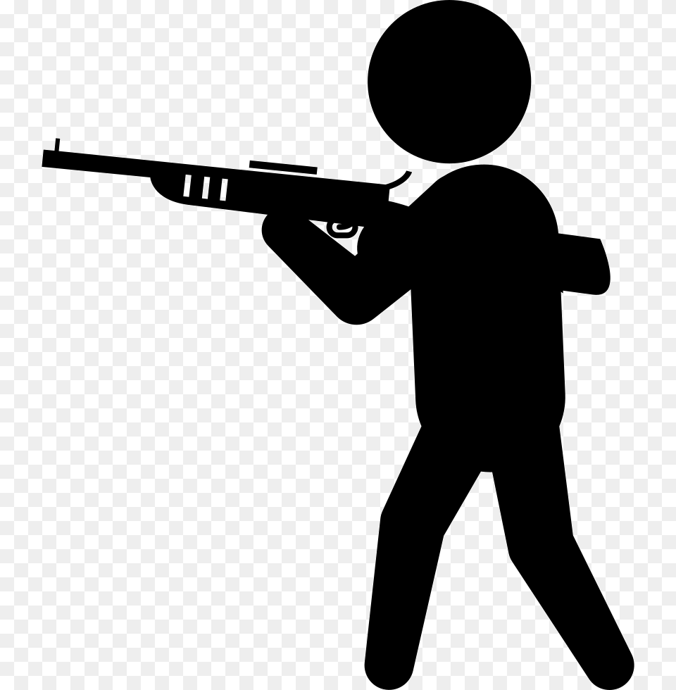 Criminal With Big Gun Silhouette Stickman With Gun, Appliance, Blow Dryer, Device, Electrical Device Png Image