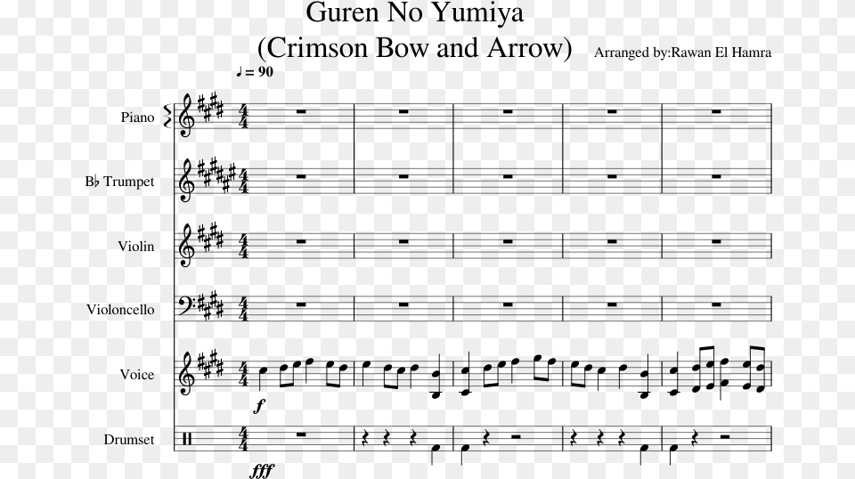 Crimson Bow And Arrow Violin Sheet Music, Gray Free Png Download