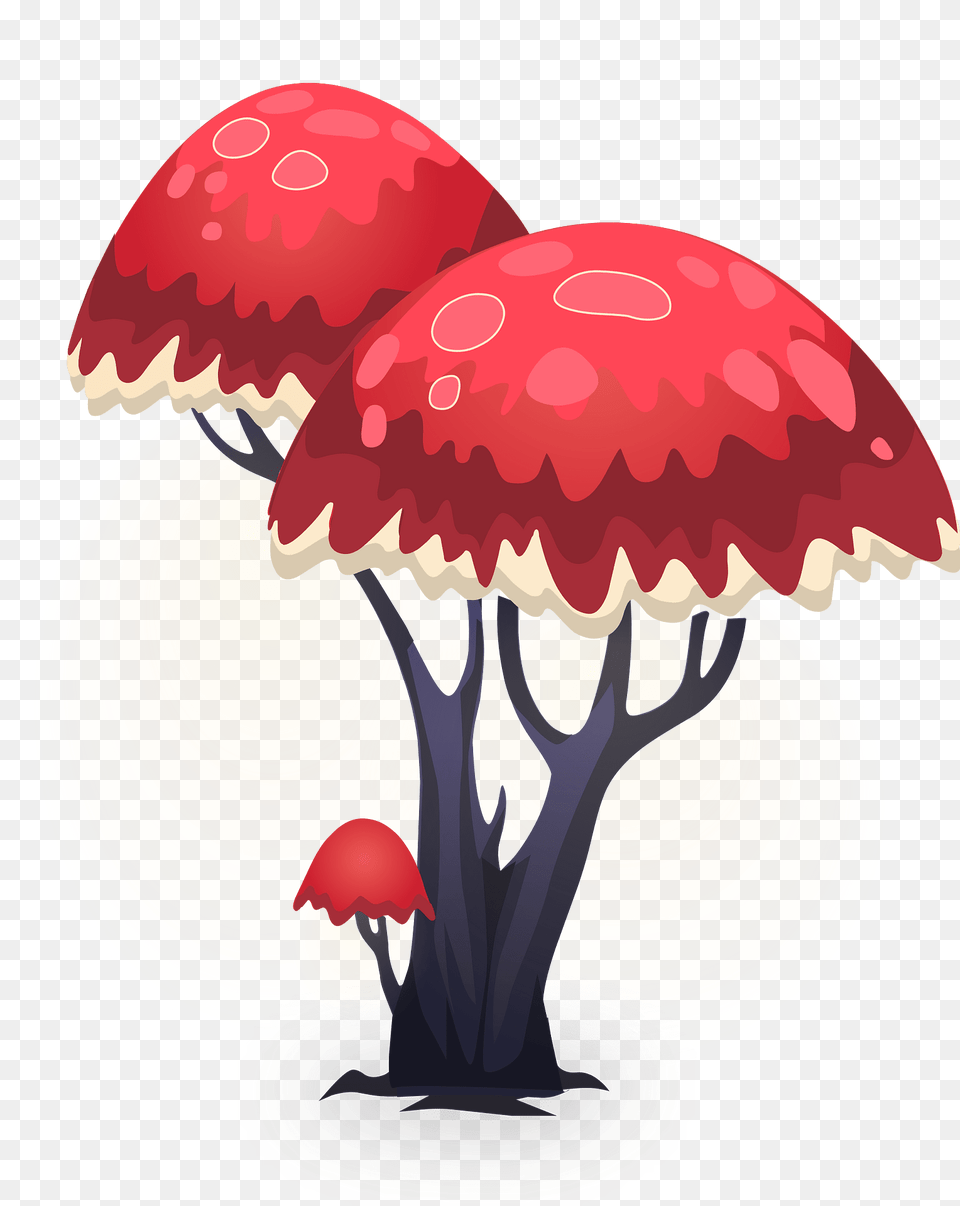 Crimson Fantasy Tree Clipart, Agaric, Fungus, Mushroom, Plant Png