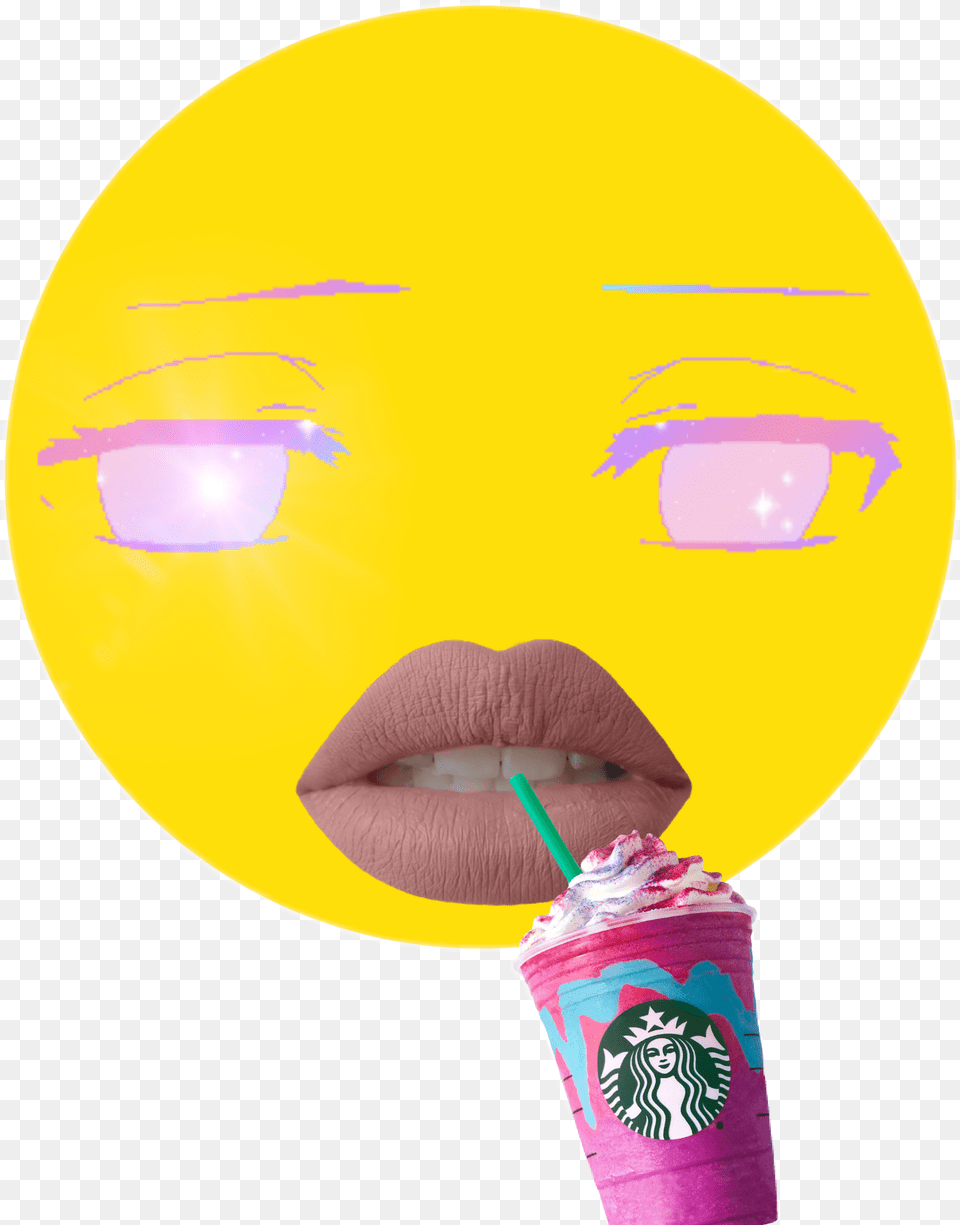 Cringe Face Emoji Anime Eyes Starbucks, Cream, Dessert, Food, Ice Cream Png Image