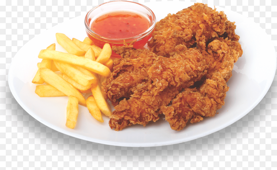 Crispy Fried Chicken, Food, Fried Chicken, Fries, Ketchup Png Image