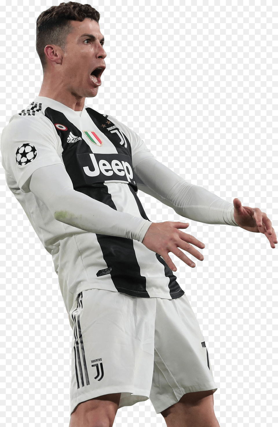 Cristiano Ronaldo Football Render Cristiano Ronaldo Champions League Hat Tricks, Shirt, Clothing, Face, Head Png