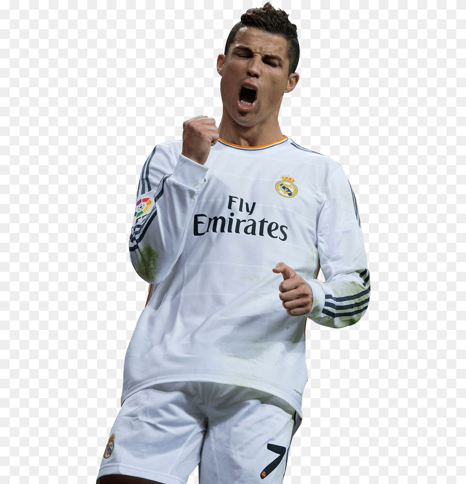 Cristiano Ronaldo Football Renders Cristiano Ronaldo Real Madrid, Shirt, Person, Clothing, Face Png Image
