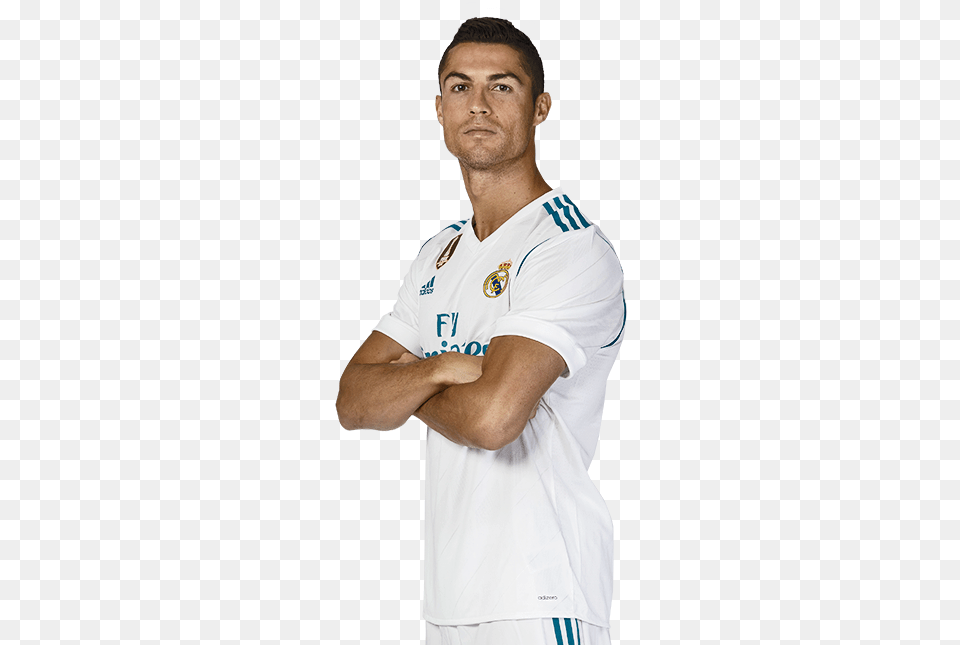 Cristiano Ronaldo Real Madrid Cf 2017 2018, Adult, Shirt, Person, Neck Free Transparent Png