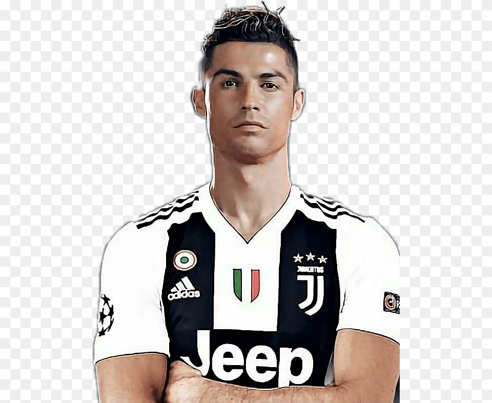 Cristianoronaldo Cr7 Juve Juventus Ronaldo Cr7 With Jersey Juventus, Shirt, Person, Neck, Head Free Png Download