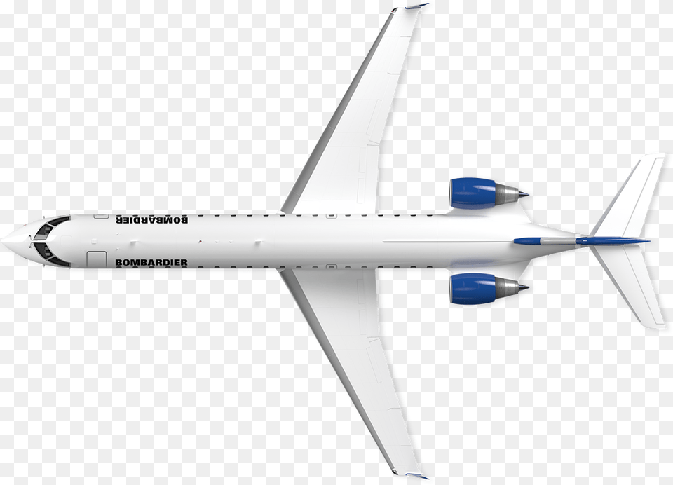 Crj Series Bombardier Commercial Aircraft Top View Airplane Top View, Airliner, Transportation, Vehicle, Flight Free Transparent Png