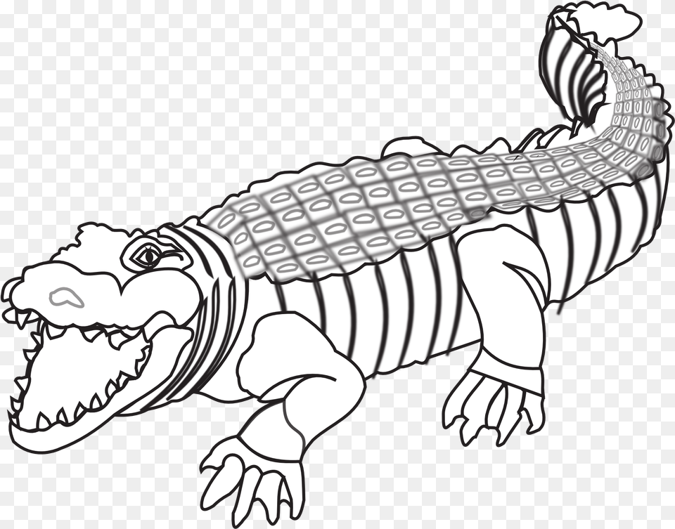 Crocodile Black And White, Animal, Reptile, Dinosaur Png Image