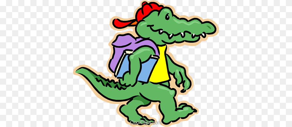 Crocodile Going To School Royalty Vector Clip Art, Animal, Reptile Png Image