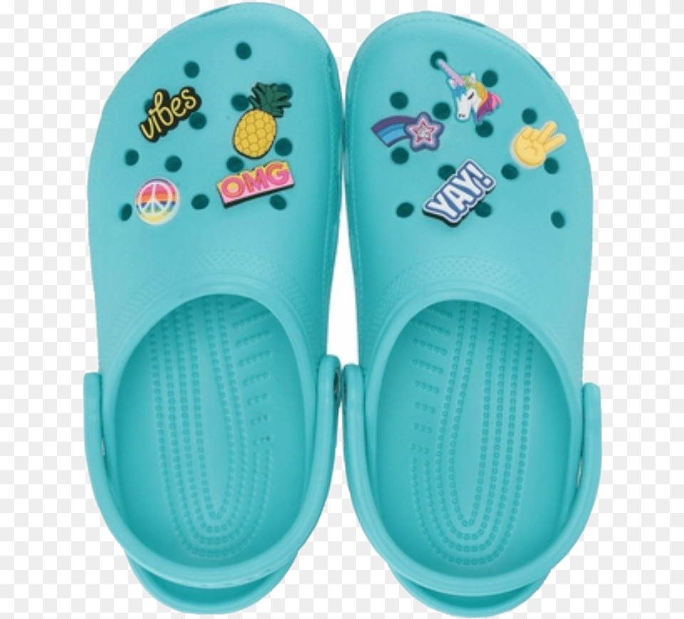Crocs Blue Crocs With Jibbitz, Clothing, Footwear, Shoe, Flip-flop Free Transparent Png