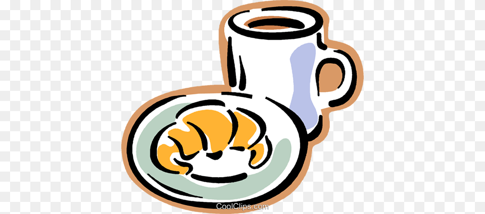 Croissant With Cup Of Coffee Royalty Vector Clip Art, Beverage, Coffee Cup, Food Free Transparent Png