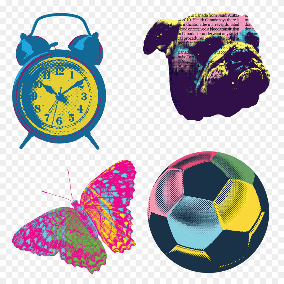 Crop These Sample Images From The Pop Art Clipart Packa, Alarm Clock, Ball, Clock, Football Free Png
