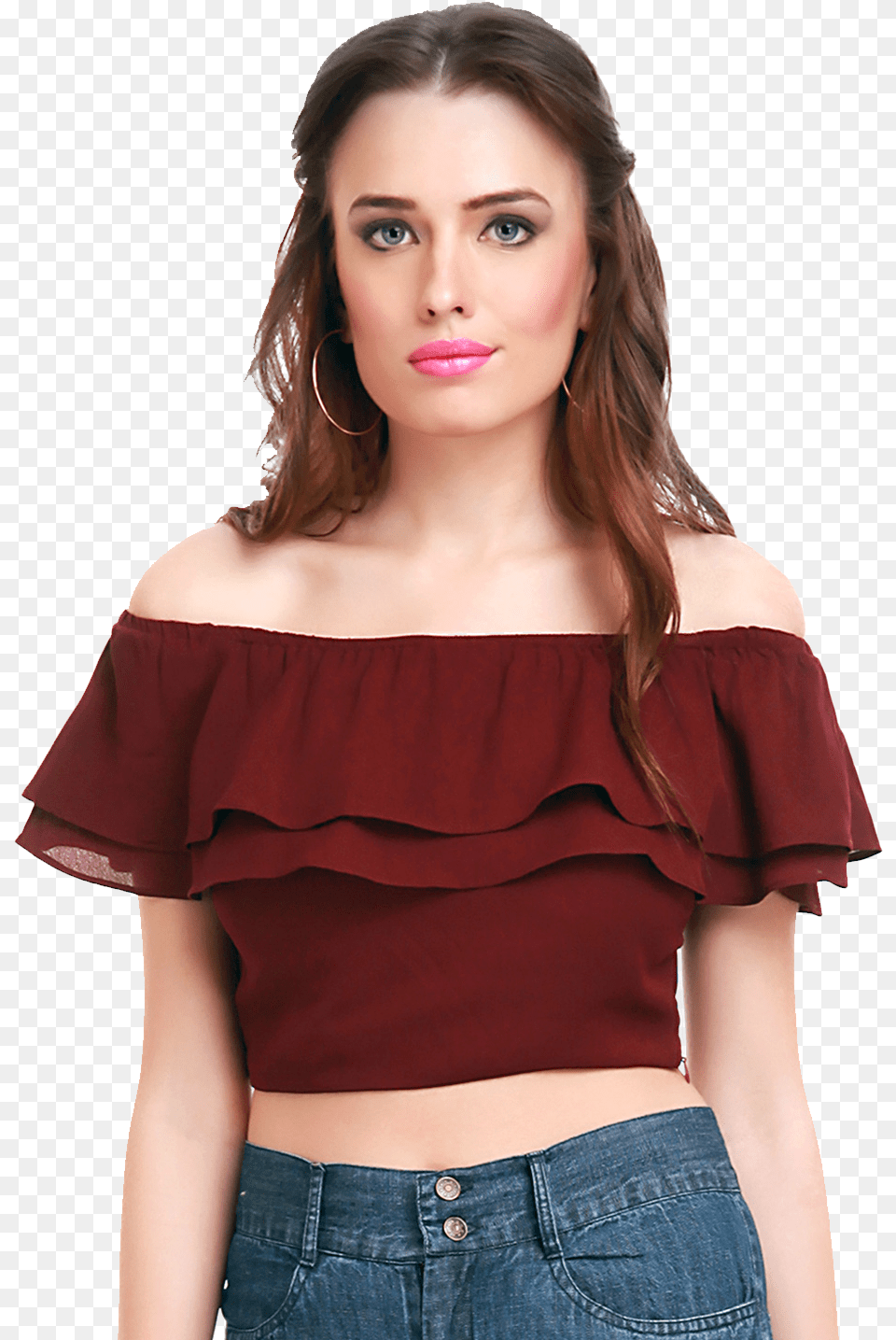 Crop Top Image File Trending Off Shoulder Tops, Blouse, Clothing, Pants, Jeans Free Png