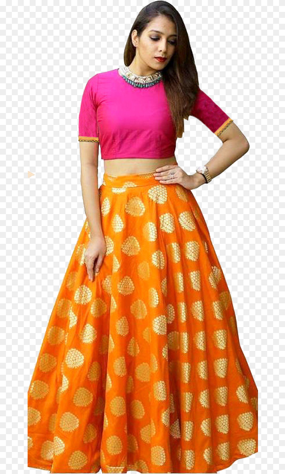Crop Top Transparent Image Crop Top Banarasi Lehenga, Skirt, Clothing, Dress, Blouse Free Png Download