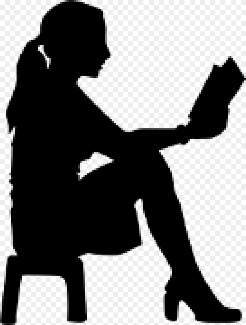 Cropped Cropped Woman Reading Silhouette Klein Silhouette, Gray Png