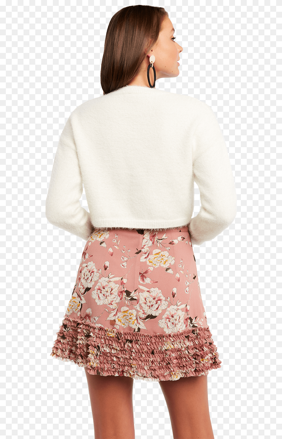 Cropped Fluffy Knit Jumper In Colour Antique White Miniskirt, Blouse, Clothing, Skirt, Adult Free Png