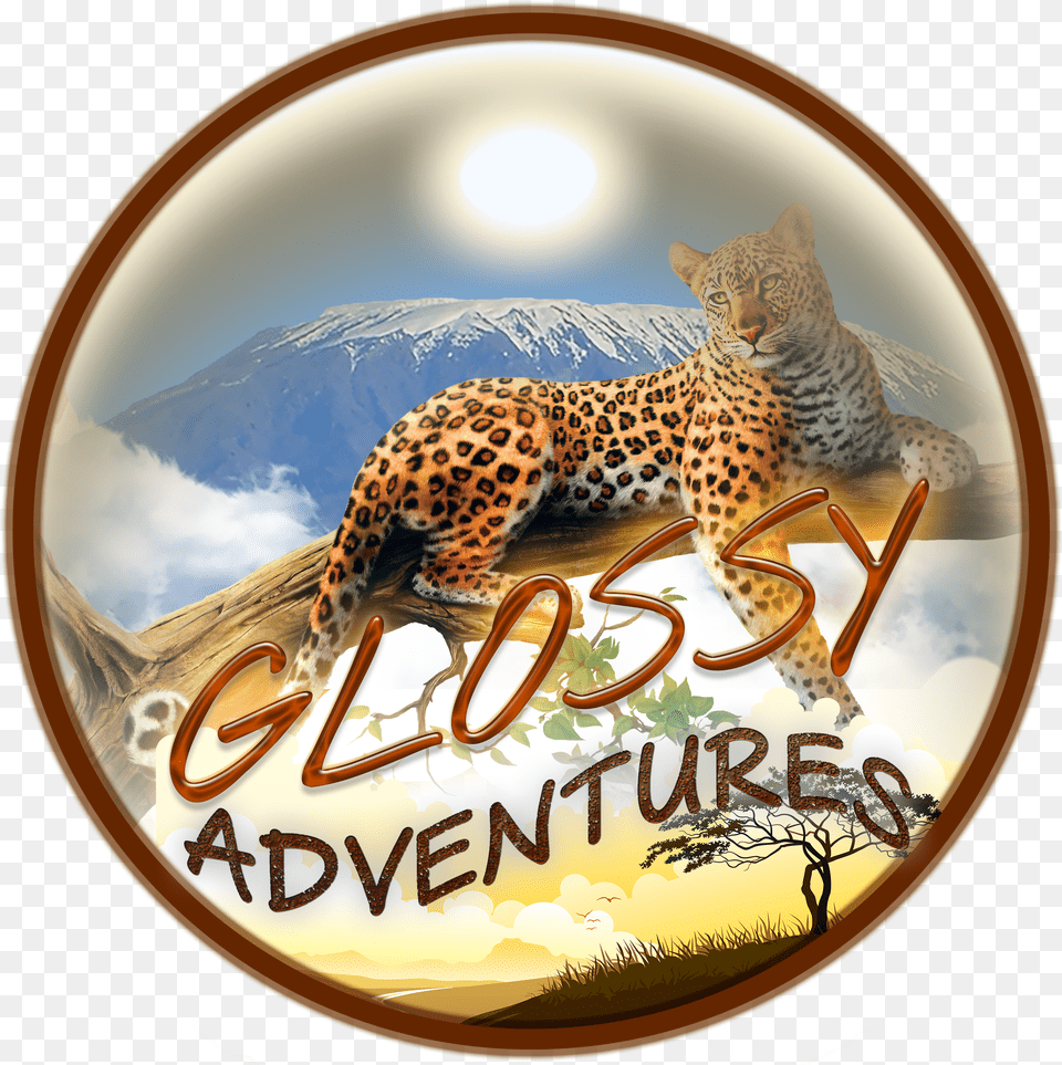 Cropped Glossy Adventures Logo 1 African Leopard, Sign, Symbol, Road Sign, Disk Png Image