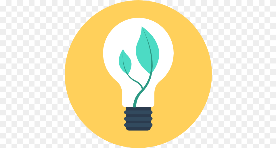 Cropped Light Bulb With Leaf, Lightbulb, Disk Png Image