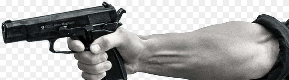 Cropped Pointing Gun Transparent Holding Gun, Firearm, Handgun, Weapon Free Png Download