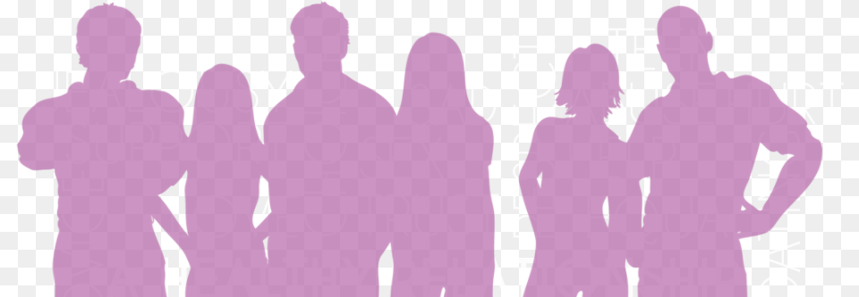 Cropped Teens Crowd People Silhouette Transparent, Purple, Person, Adult, Man Free Png