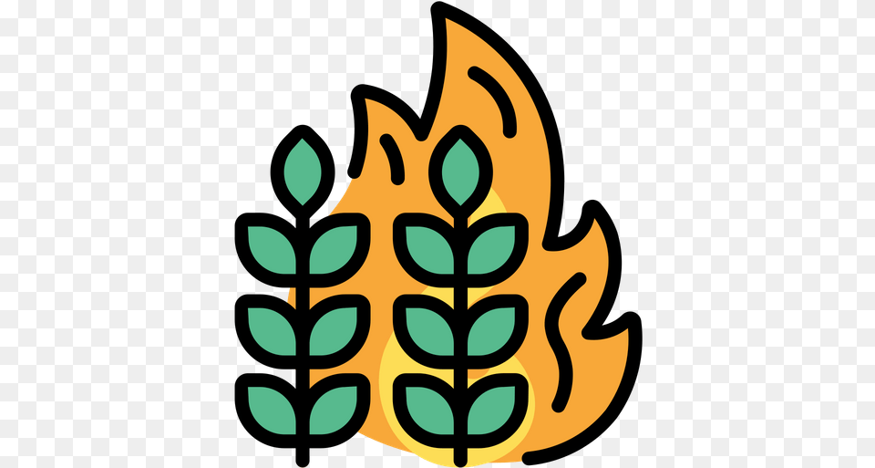 Crops Fire Icon Of Colored Outline Clip Art, Leaf, Light, Plant, Baby Free Png Download