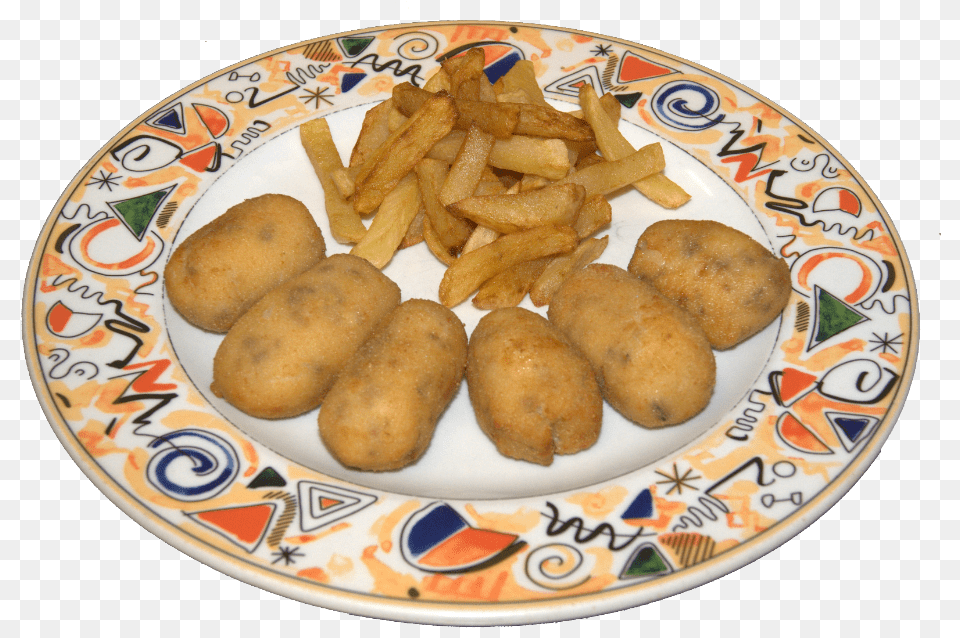 Croquetas De Jamn Yukon Gold Potato, Plate, Food, Meal, Dish Free Png