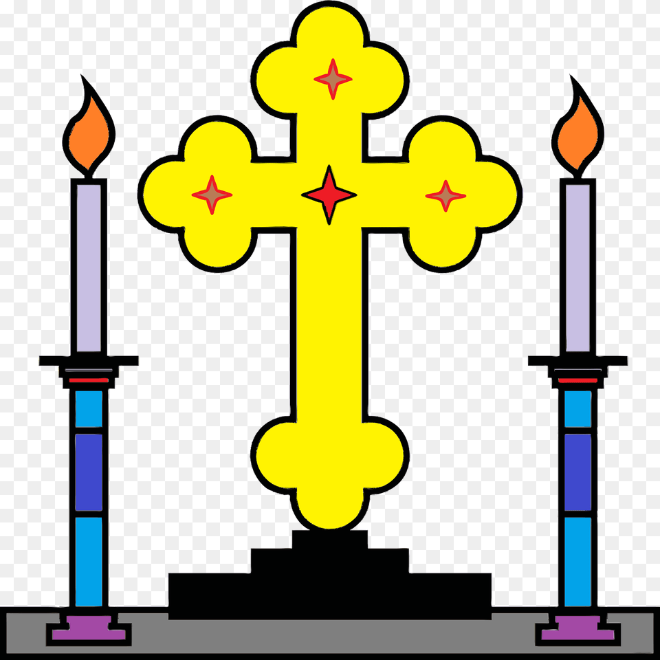 Cross And Candles Clipart, Altar, Symbol, Prayer, Church Free Transparent Png