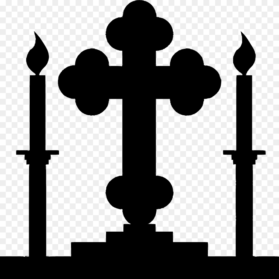 Cross And Candles Silhouette, Symbol, Blade, Dagger, Knife Free Transparent Png
