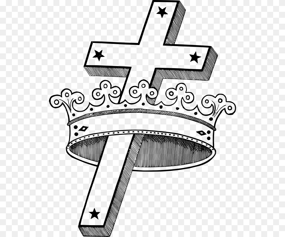 Cross And Crown Clipart Jesus Cross Crown, Gray Free Png Download