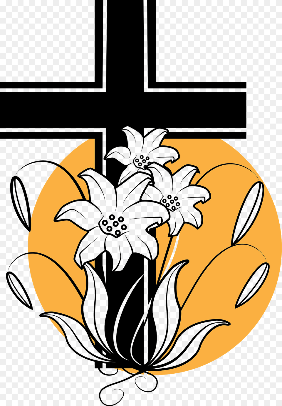 Cross And Flowers Clipart, Art, Floral Design, Graphics, Pattern Png