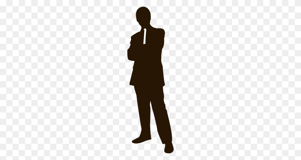 Cross Arms Businessman Standing, Silhouette, Person, Adult, Man Free Png