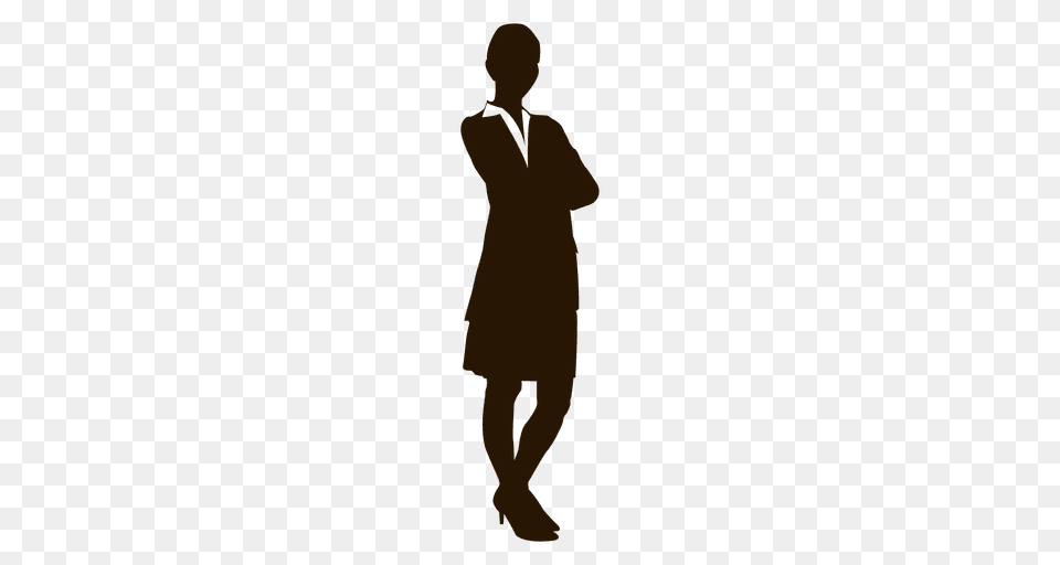 Cross Arms Businesswoman Silhouette, Adult, Male, Man, Person Png Image