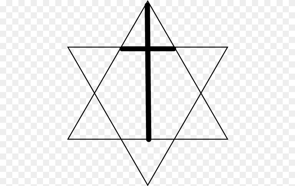 Cross Associated With Star Of David Triangle, Gray Free Transparent Png