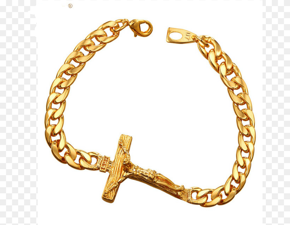 Cross Bracelet Men Jewelry Silvergold Color, Accessories, Gold, Necklace Free Transparent Png