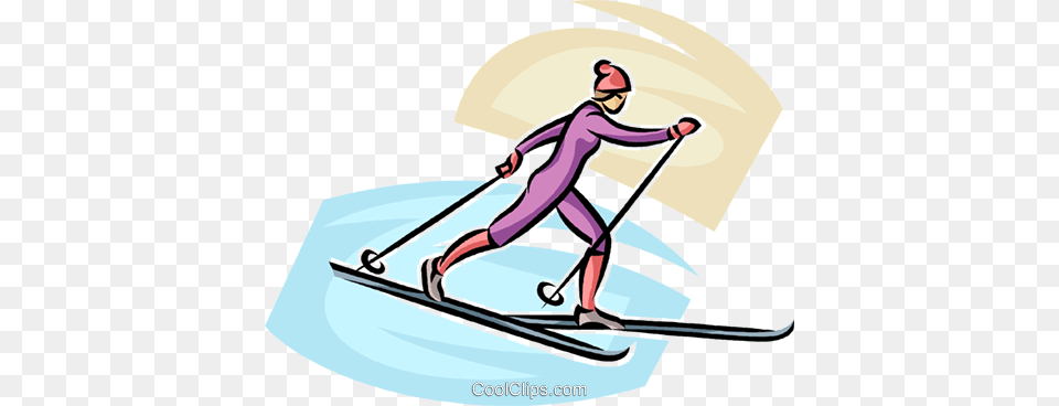 Cross Country Skier Royalty Free Vector Clip Art Illustration, Outdoors, Nature, Person, Walking Png Image