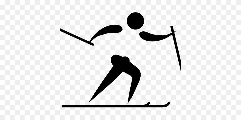 Cross Country Skiing Pictogram, Gray Png Image