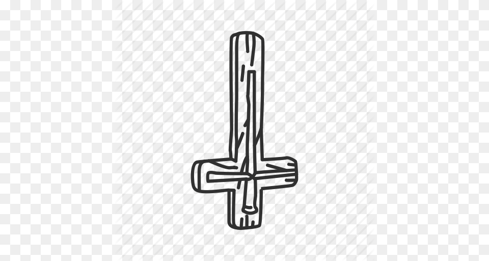 Cross Cross Down Evil Symbol Upside Down Cross Icon, Sword, Weapon Free Png